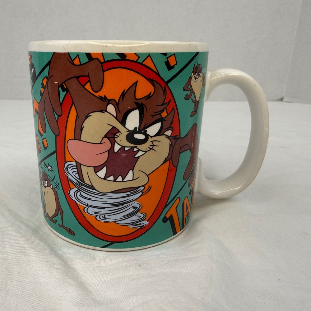 Vintage 1995 Looney Tunes Tasmanian Devil Taz Coffee Mug Applause 29350 Teal